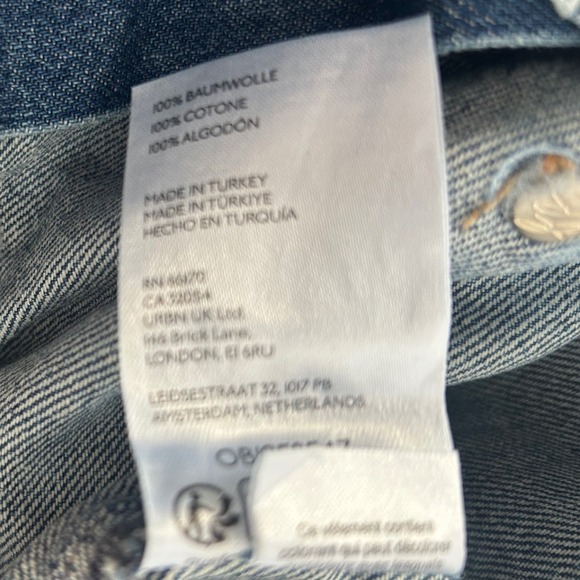 Free People CRVY Outlaw Wide Leg Jeans Mid Rise Denim Cargo Style Blue Sz Large - Picture 12 of 13